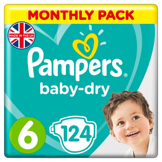 Pampers: Baby-Dry Nappies Monthly Pack - Size 6 (124 Nappies)