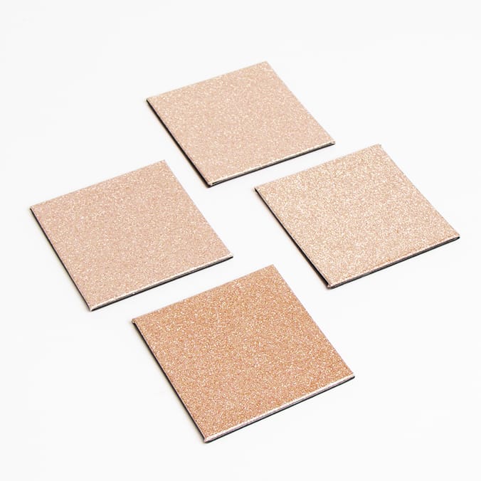 Inspirational: 8 Glitter Coasters - Rose Gold