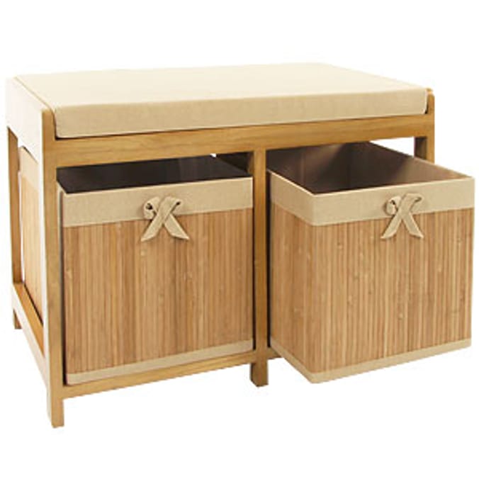 Bamboo 2 Drawer Bench With Cushion Home Bargains
