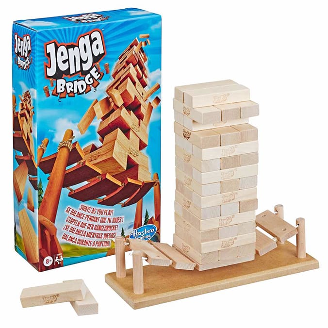 Hasbro Gaming Jenga Bridge, jengas building blocks family fun games