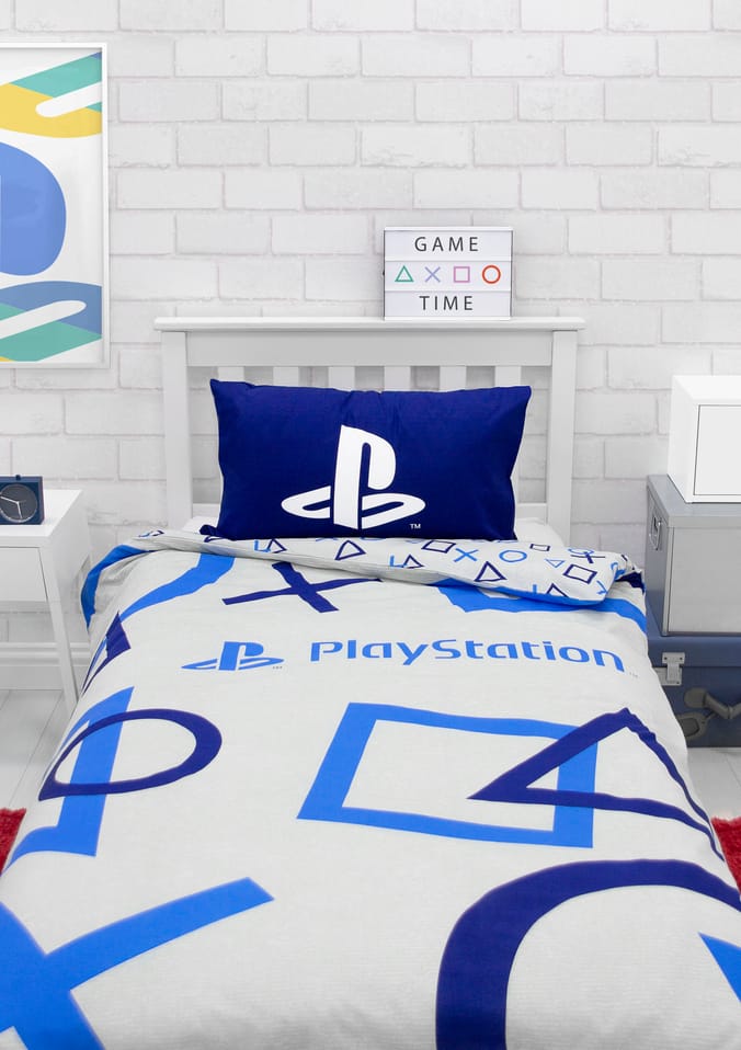 Playstation Blue Panel Duvet Set, playstations ps4, ps3 ps2 ps1, plays