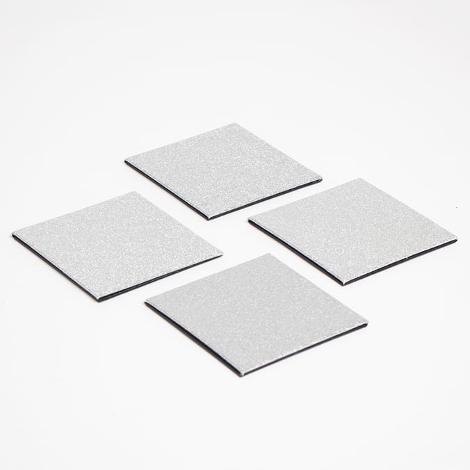 Inspirational: 8 Glitter Coasters - Silver