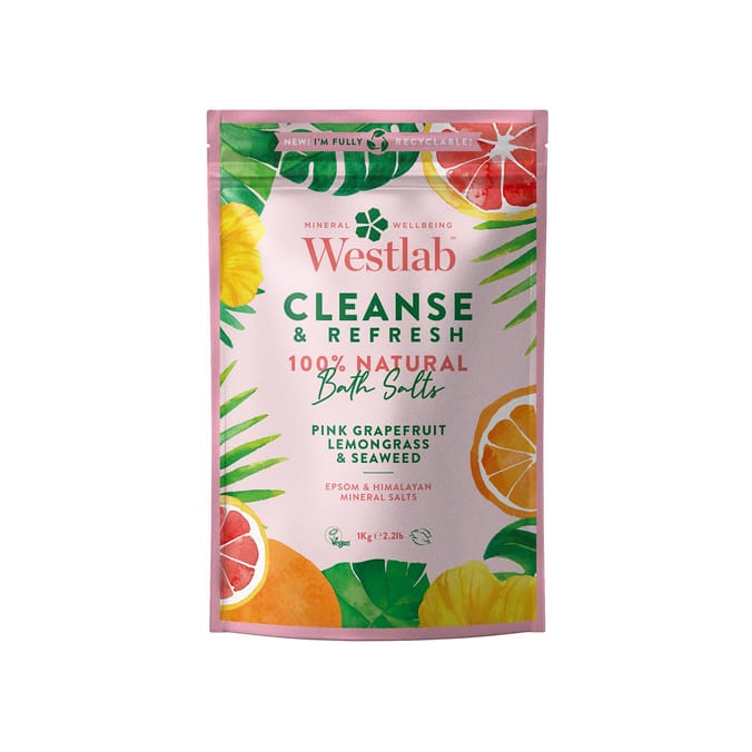 Westlab Cleanse Epsom & Himalayan Salts Lemongrass & Pink Grapefruit