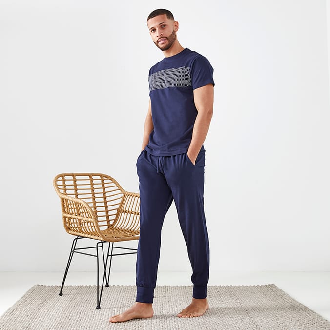 Jeff&Co by Jeff Banks: Mens Printed T-Shirt & Joggers Pyjama Set ...