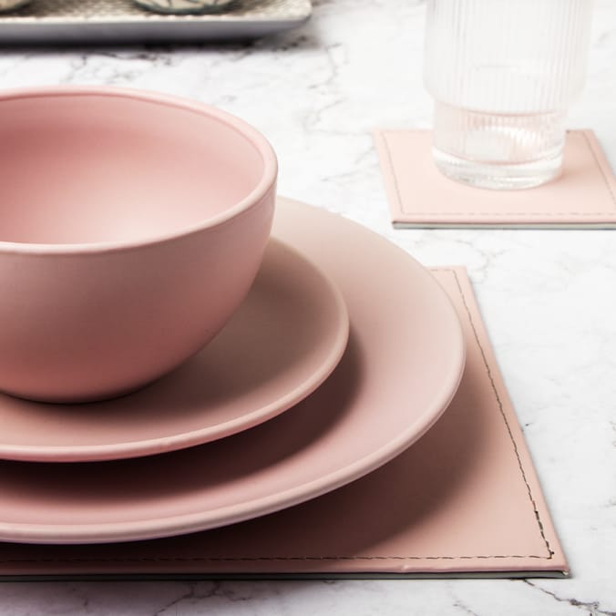 Home Collection 12 Piece Dinner Set Pink Home Bargains