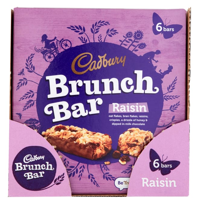 Cadbury Brunch Bars Raisin (Case of 6 x 6 Bars) snack cereal bar