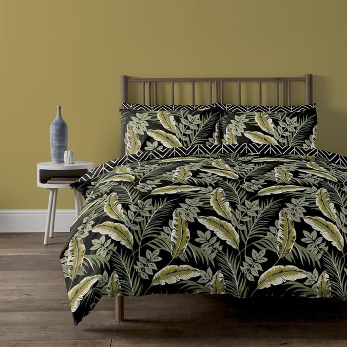Home Collections Botanical Palm Leaf Printed Duvet Set, bedding