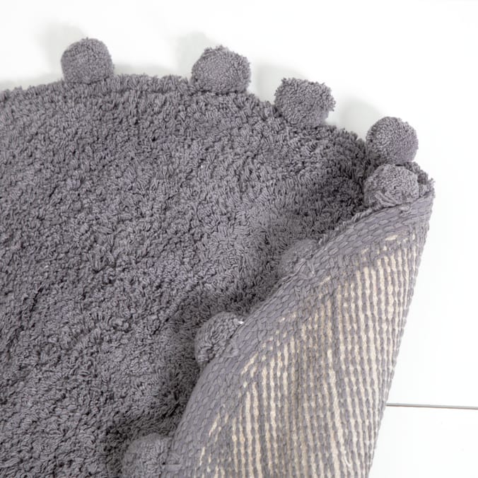 Bathroom 100 Cotton Pom Pom Bath Mat Grey bathrooms mats mat's