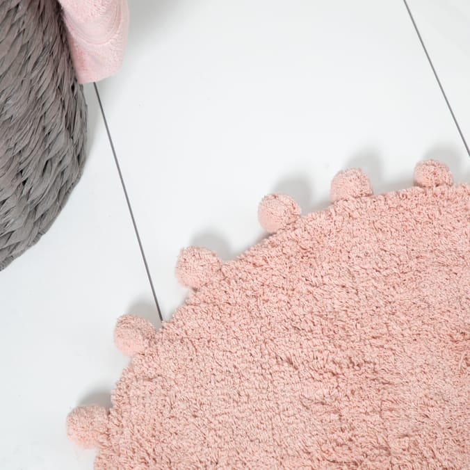 Bathroom 100 Cotton Pom Pom Bath Mat Blush bathrooms mats mat's