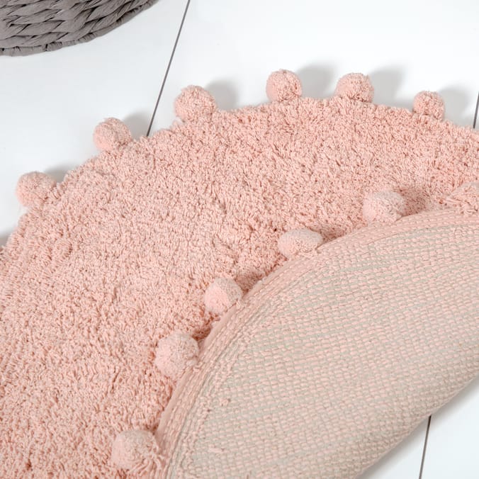 Bathroom 100 Cotton Pom Pom Bath Mat Blush bathrooms mats mat's
