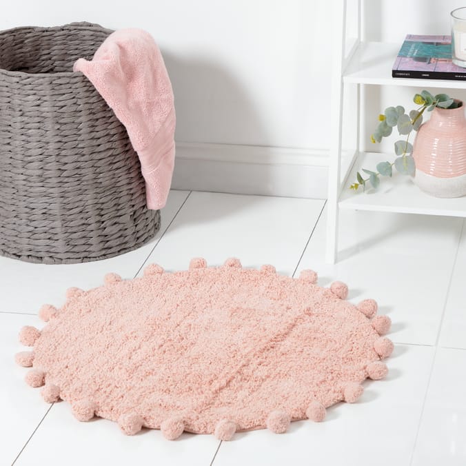 Bathroom 100 Cotton Pom Pom Bath Mat Blush bathrooms mats mat's