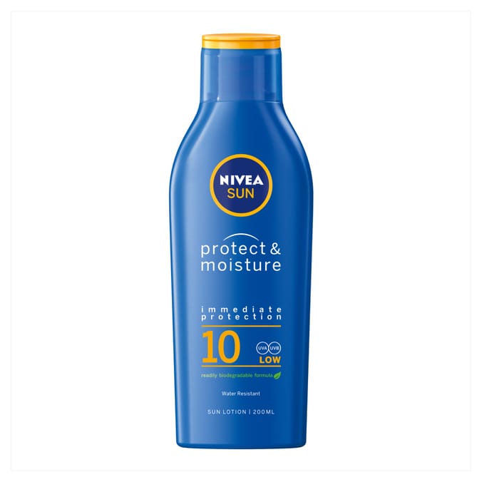 Nivea Sun Protect & Moisture Sun Lotion 200ml SPF 10, sun tan lotion, sun block Home Bargains