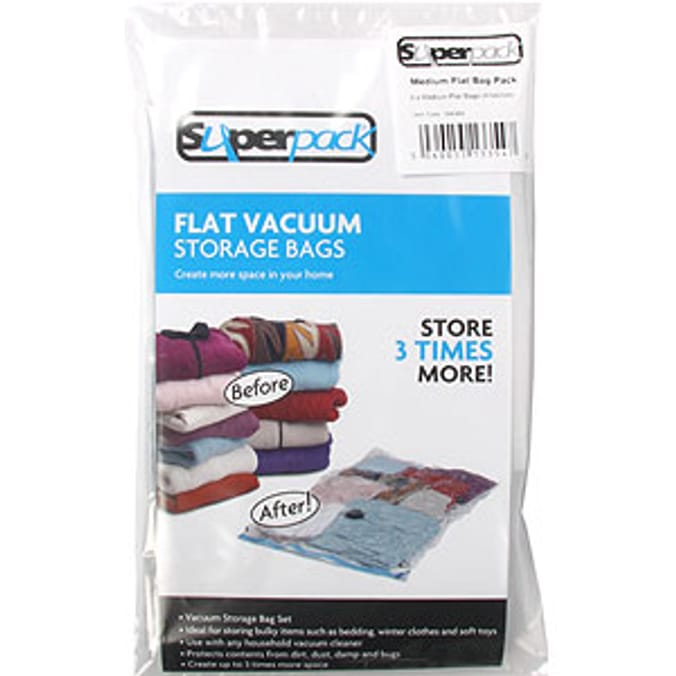 MLM Home Large Flat Vacuum Storage Bags, 3-pk