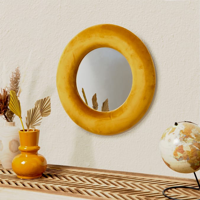 Velvet Mirror Orche, Round Mirror, Home, Collections, Living room