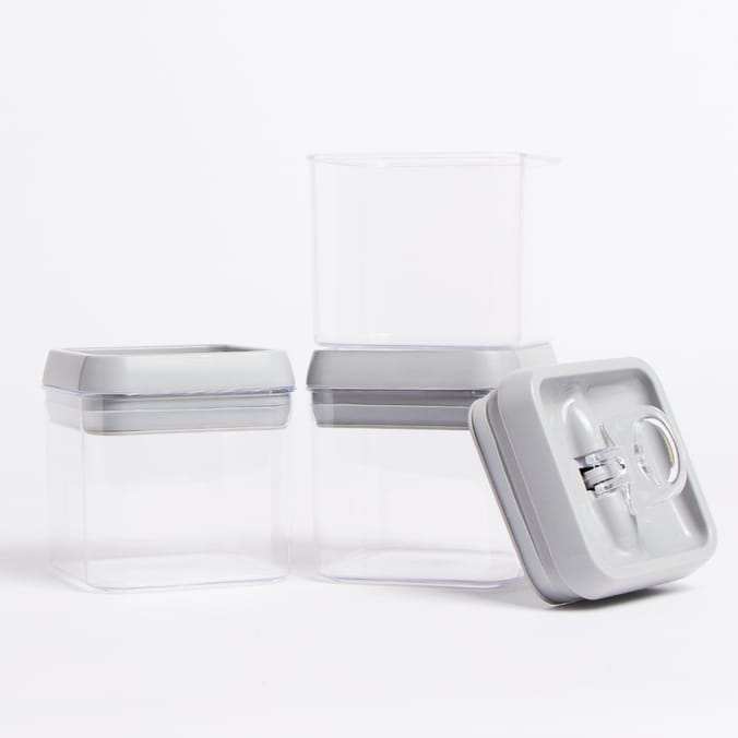 Kitchen Solutions 4 Square Lock Storage 1.1l Grey, container Home