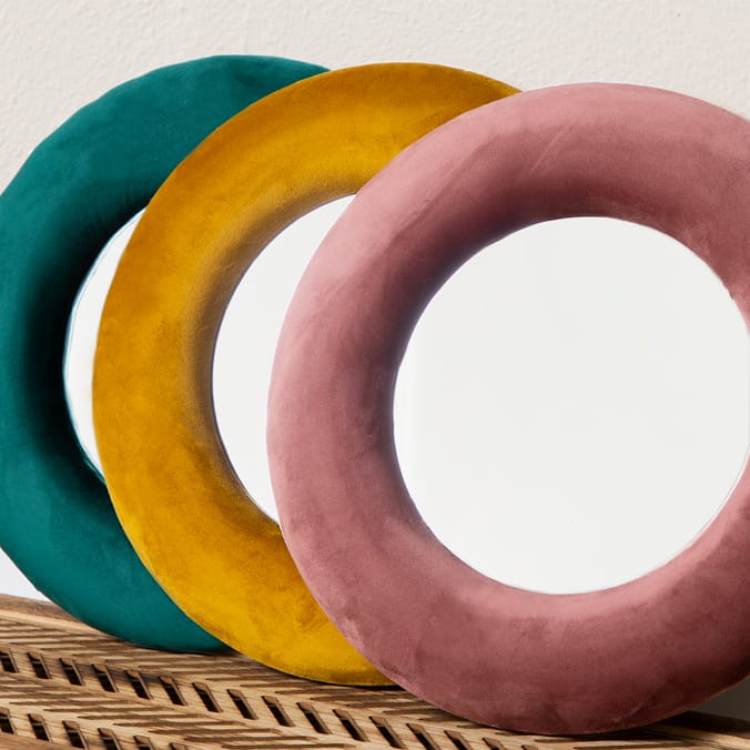 Velvet Mirror Orche, Round Mirror, Home, Collections, Living room