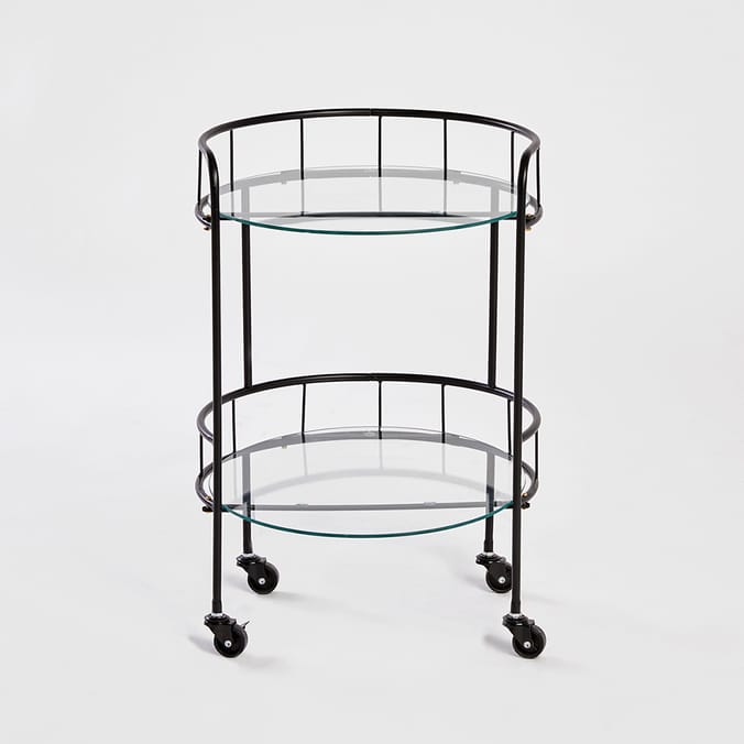 Home Collections 2 Tier Round Drinks Trolley Black, trolleys gold art deco , alcohol tea