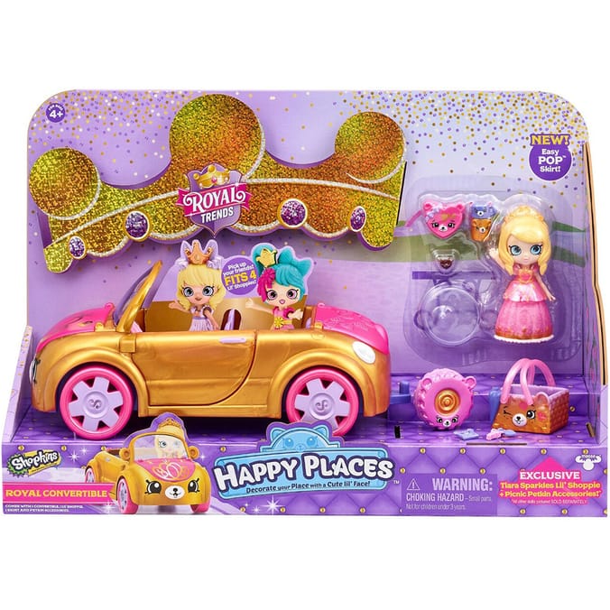 Shopkins Happy Places Royal Trends Royal Convertible vehicle playset play set car cars 630996575772 630996577257 630996576298 20857 Home Bargains