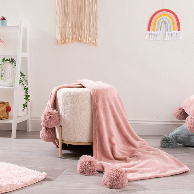 Home Collections Pom Pom Throw Blush blanket throws blankets