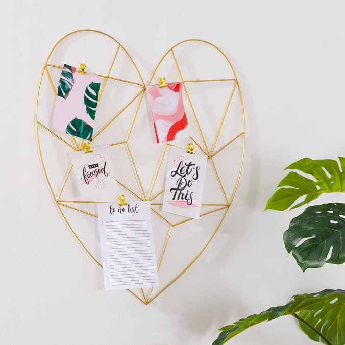 Home Collections: Wire Frame Clip Board - Gold Heart