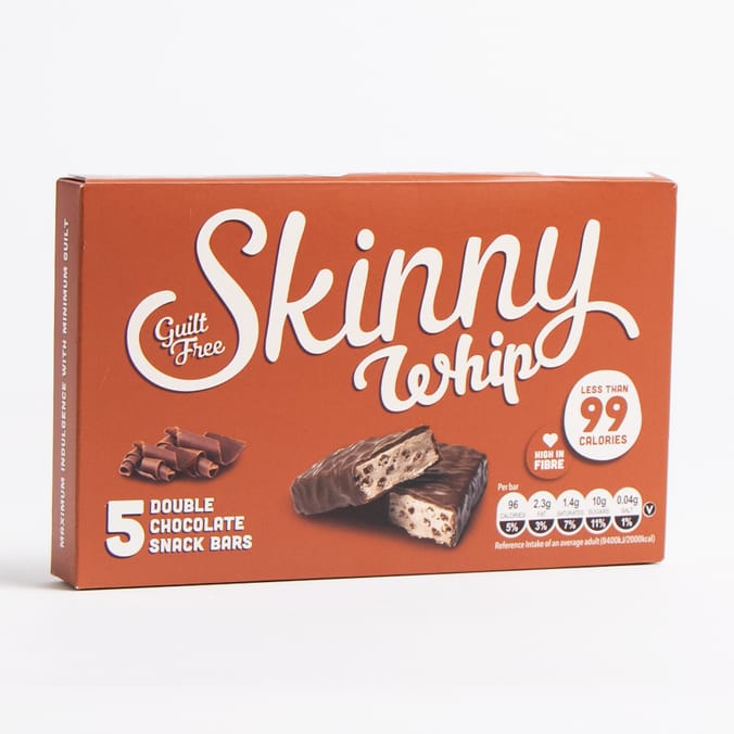 Skinny Whip Snack Bars Double Chocolate (10 x 5 Bars), skinny wips