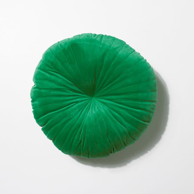 Home Collections Round Velvet Cushion Green, cushions, living, room