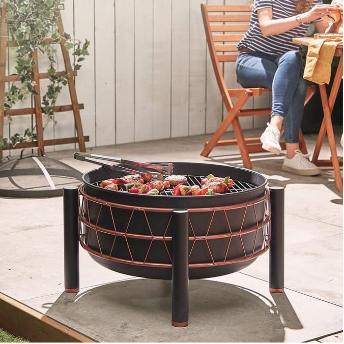 VonHaus Black & Copper Fire Pit, heaters, outdoor fire pits cheap small