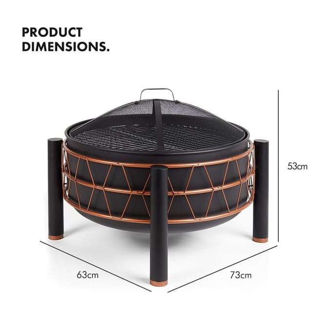 VonHaus Black & Copper Fire Pit