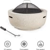 VonHaus Round MgO Fire Pit Bowl with BBQ Grill Rack, Spark Guard & Poker