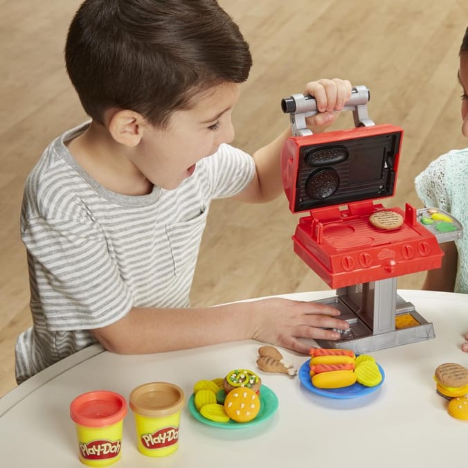 Messy toy warning. The press thing in the Playdoh vacuum set makes