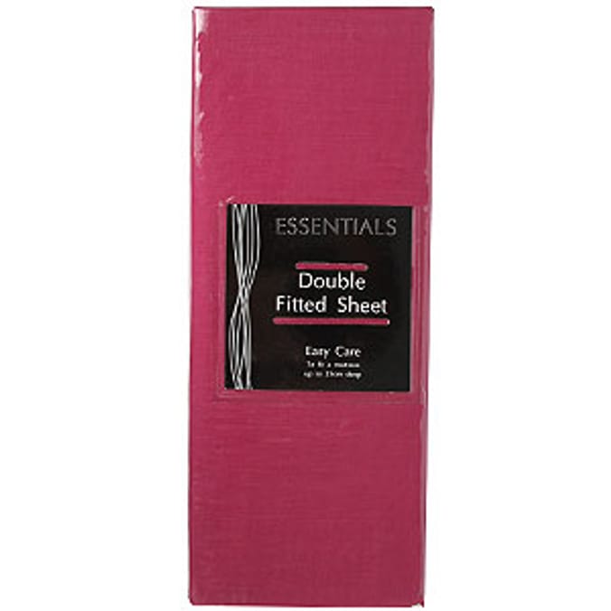 Essentials Fuchsia Fitted Sheet bedding Home Bargains
