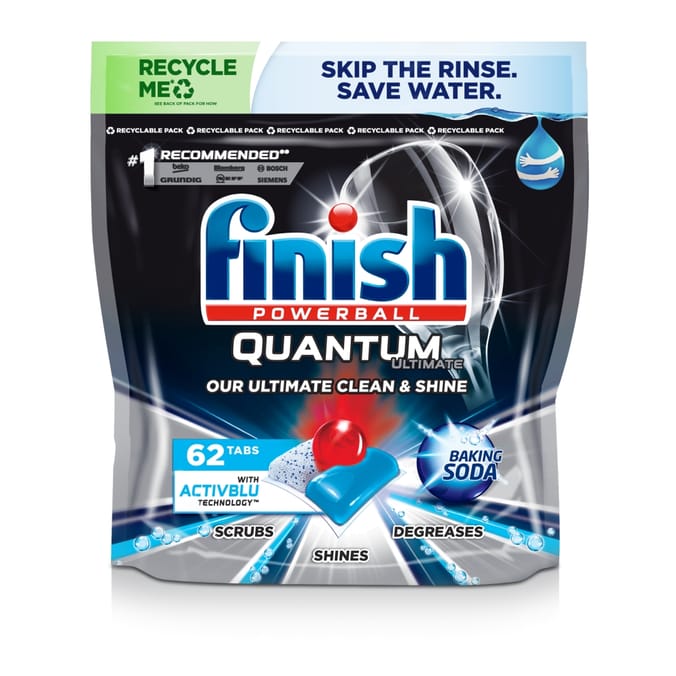 Finish Quantum Ultimate Baking Soda 62 Dishwasher Tablets, dishwashers