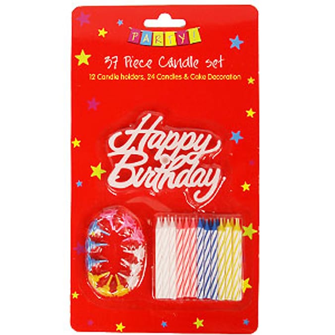 37 Piece Birthday Candle Set Home Bargains
