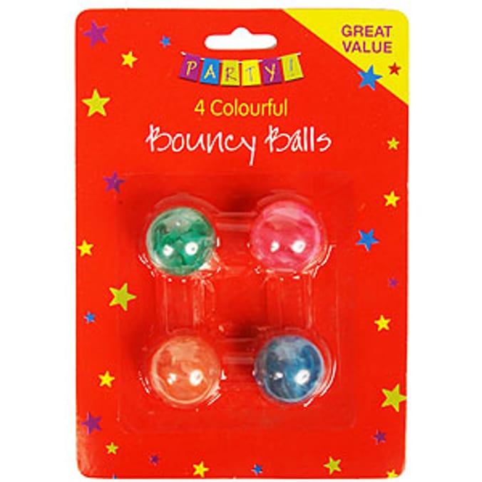 Party 4 Colourful Bouncy Balls Home Bargains