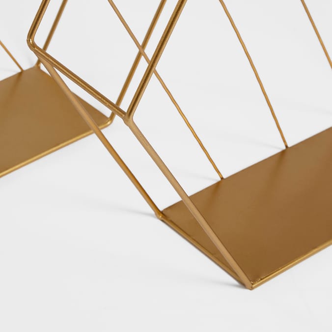 Home Collections Set Of 2 Hexagonal Wall Shelves Gold Home Bargains