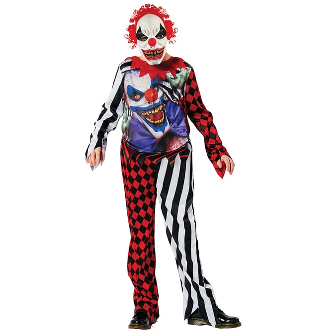 Hallow-Scream: Scary Clown - Kids Top, Trousers & Mask | Home Bargains