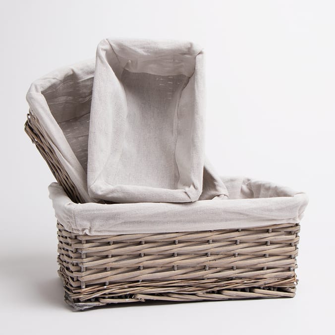 Home Collections Set of 3 Wicker Baskets, baskets, storage, detachable