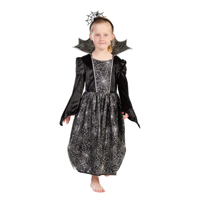 Hallow Scream Spider Dress Costume Kids fancy dress party trick or treat spooky scary childrens boys girls fancy dress halloween costumes hallowen spiders webs dresses headband 10068359 Home Bargains