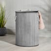 Home Collections: Round Bamboo Laundry Basket With Lid - Grey