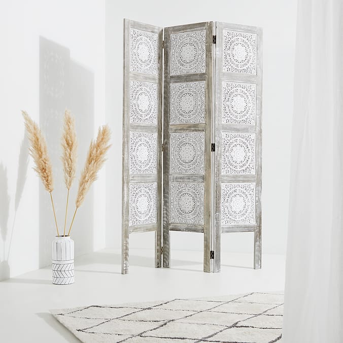 Home Collections 3 Panel Room Divider, screen, wood, wooden, floral