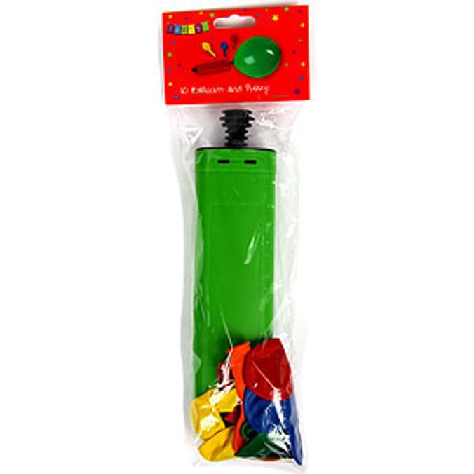 10 Colourful Balloons And Pump Home Bargains