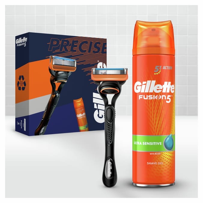 Gillette Gift Set Fusion5 Razor + Shaving Gel, Gillette Gift Set Fusion5 Razor For Men + Fusion5