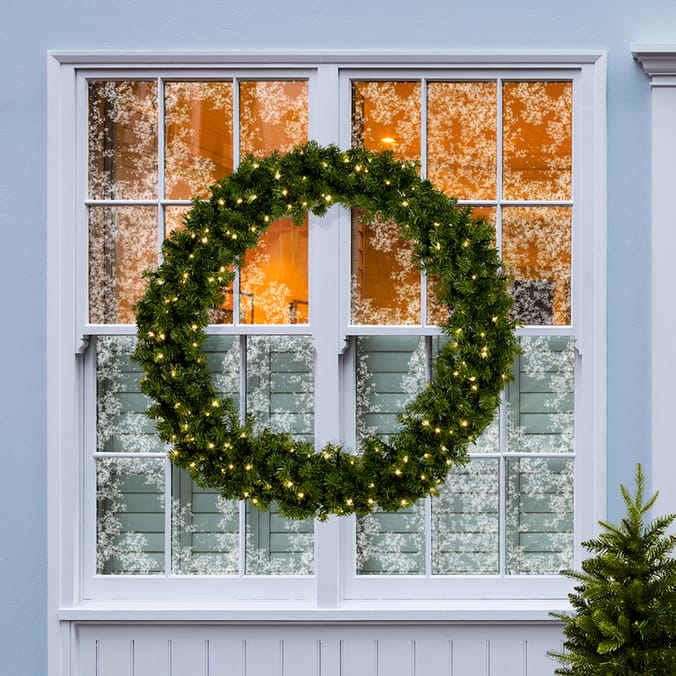 Festive Feeling PreLit Wreath 120cm, lighting LED wreathes wreaths christmas xmas, outdoor