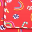 Home Collections: Set of 4 Placemats & Coasters- Candy Cane & Rainbow