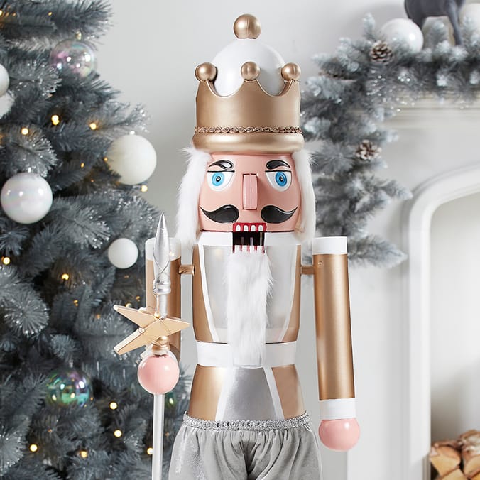Festive Feeling 1m Singing Nutcracker with Moving Arms & Mouth Silver & Gold, christmas