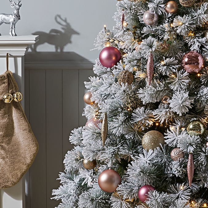 Festive Feeling Flocked Aurora Pine Needle Tree, xmas, Christmas, snow