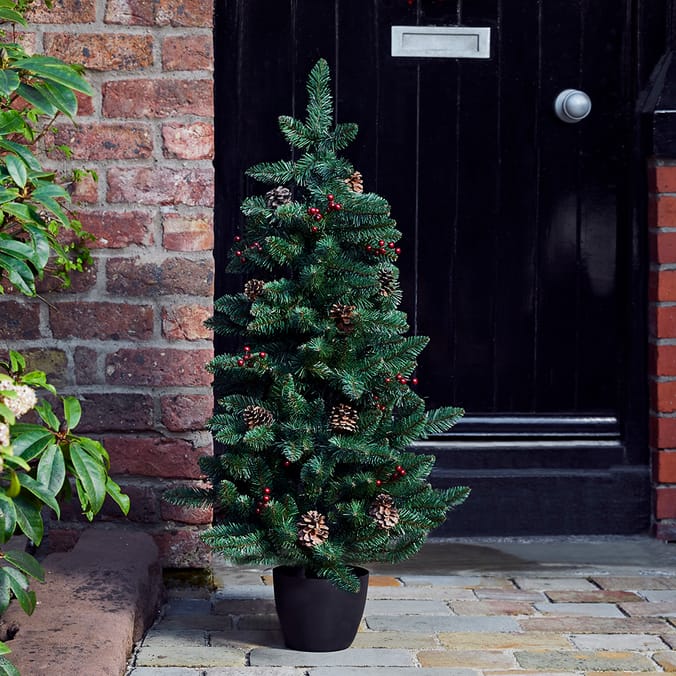 Festive Feeling 3.5ft Vancouver Potted Tree with Berries & Pinecones