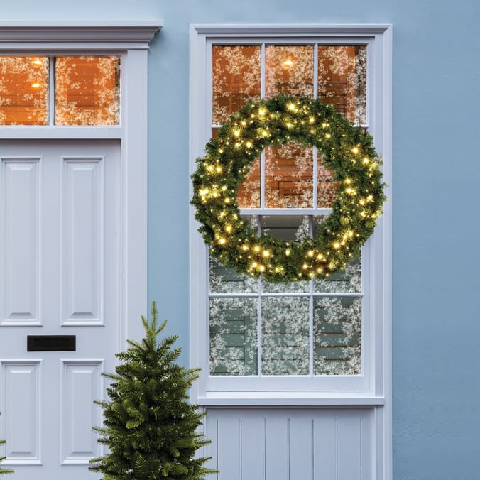 Festive Feeling PreLit Wreath 100cm, christmas decorations prelit, xmas wreathes wreaths