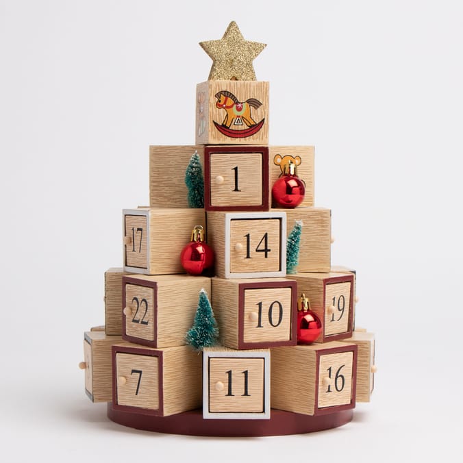 Festive Feeling Wooden Stacked Cube Advent Home Bargains