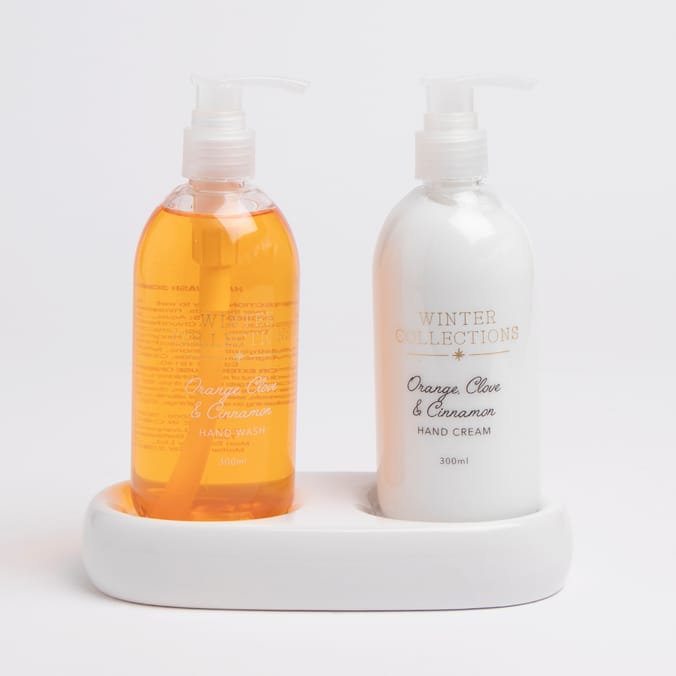 Winter Woodland Hand Duo Orange Clove & Cinnamon, soap, cream, scrub